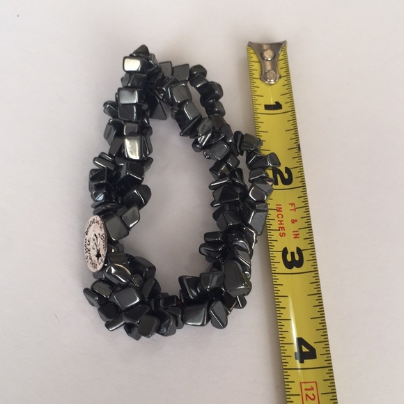 Vintage Triple Hematite Bracelet. Stretch Bangle - Picture 3 of 3